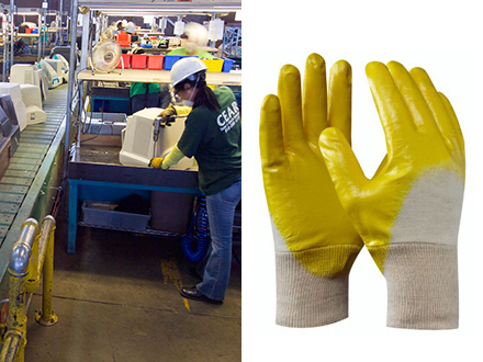 YELLOW NITRILE WORK GLOVES