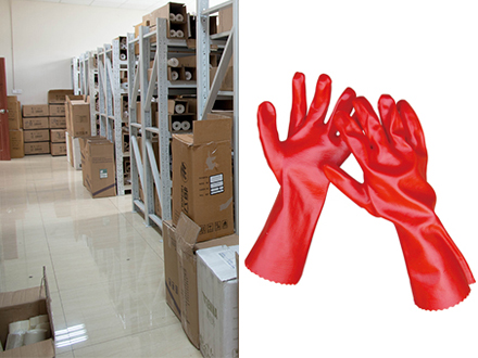 Red pvc gloves 40 cm